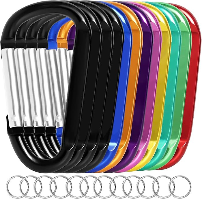 12PCS Carabiner Keychain Clip - 3" Aluminum Caribeener Key Clip,D Ring Shape Nonlocking Carabeane... | Amazon (US)