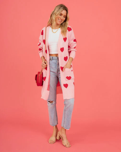 Lovers Lane Knit Pocketed Open Front Cardigan - Pink | VICI