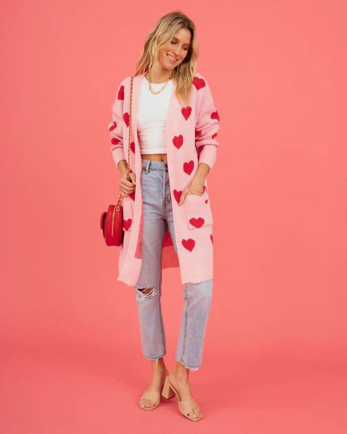 Lovers Lane Knit Pocketed Open Front Cardigan - Pink | VICI Collection