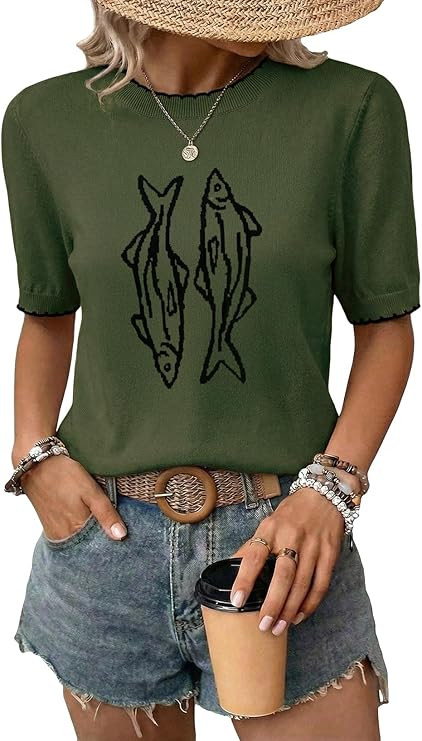 Dokotoo Women's Summer Short Sleeve Sweater Pullover Knit Top Beach Vacation Clothes | Amazon (US)
