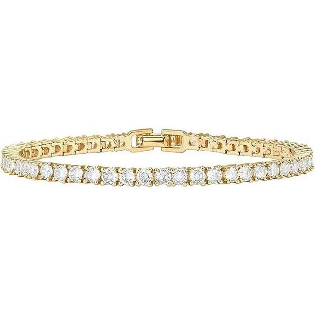 PAVOI 14K Gold Plated Cubic Zirconia Classic Tennis Bracelet | Yellow Gold Bracelets for Women | ... | Walmart (US)