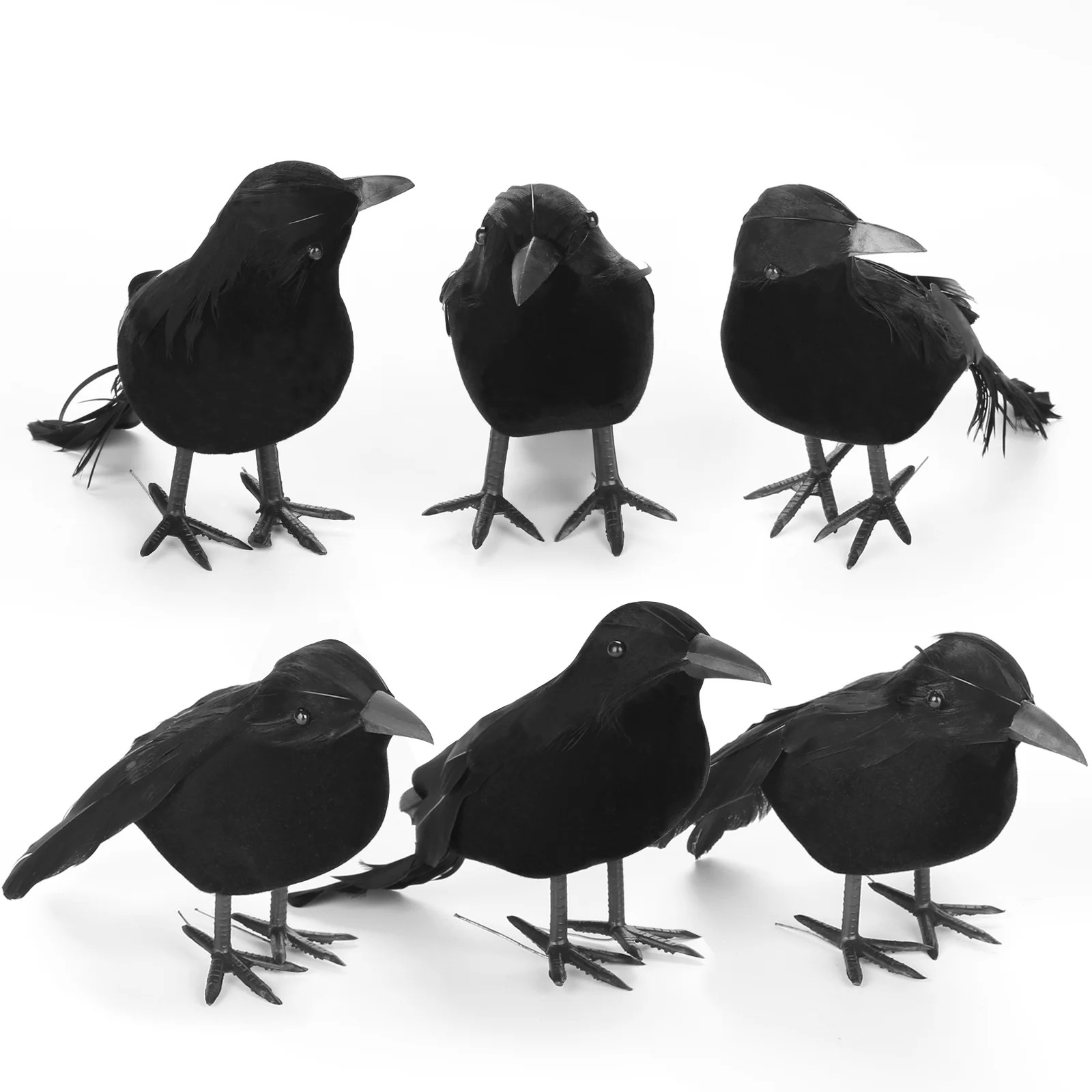 Halloween Crows Realistic Scary Black Bird Decorations  in 3 Sizes, Lifelike Feathered Raven Set ... | Walmart (US)