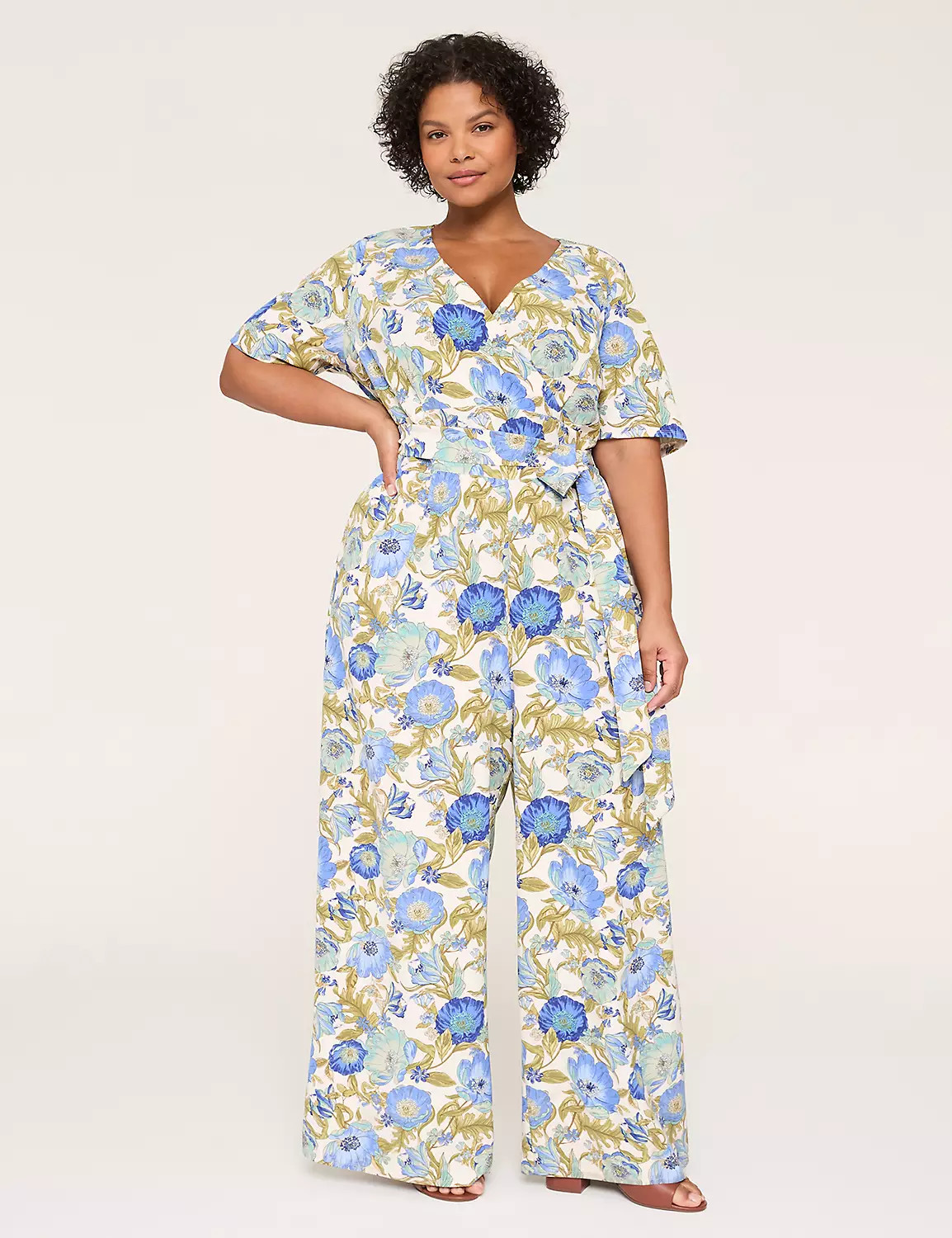 Lena Short-Sleeve Surplice Jumpsuit | Lane Bryant (US)