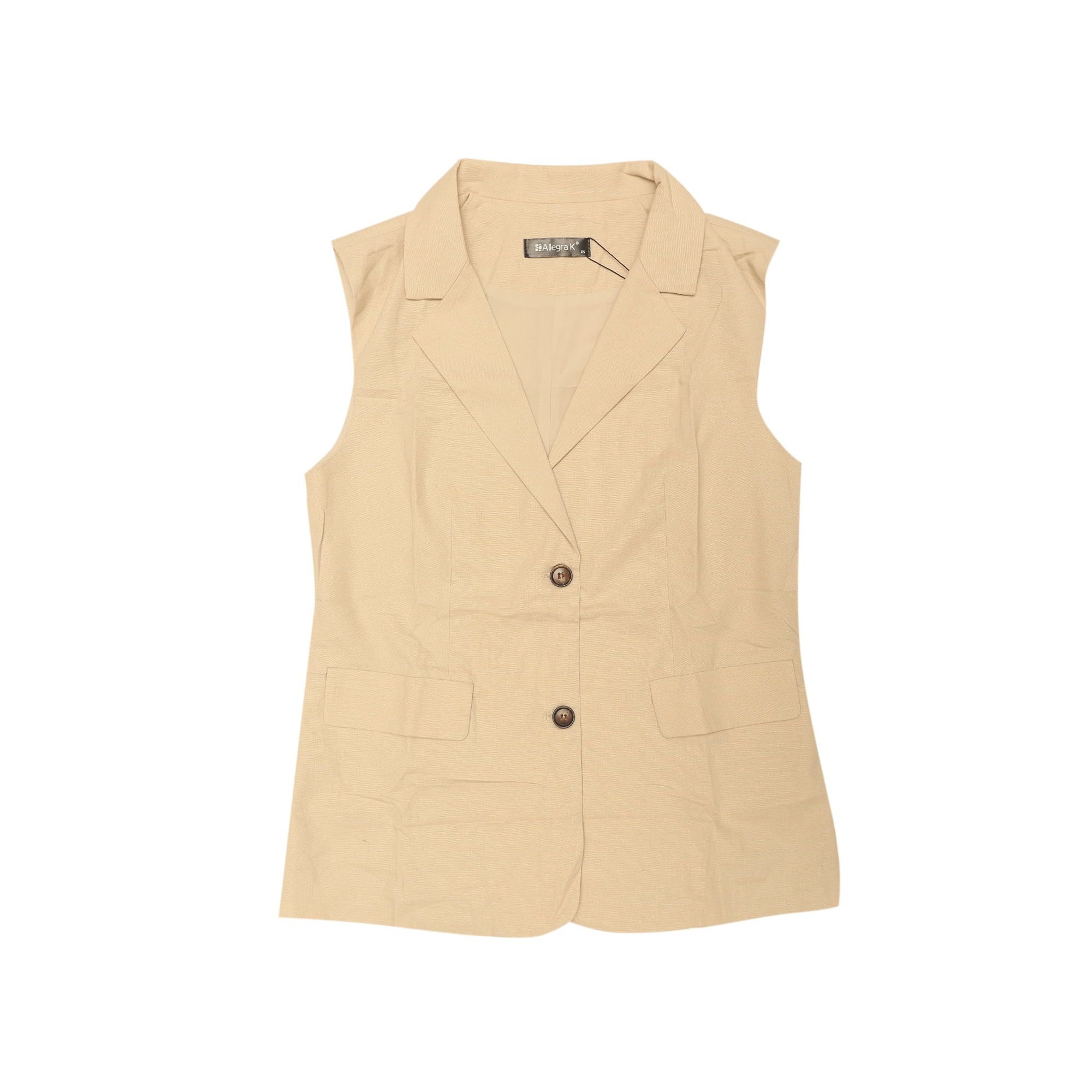 Unique Bargains Sleeveless Blazer for Women's Casual Work Office Suit Vest Jacket S Beige | Walmart (US)