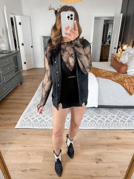 Edgy Western Outfit 🖤

Lace Top — xs
Bralette — medium
Vest — xs
Skort — xs

edgy style | edgy fashion | edgy style | edgy outfits | western outfits | western style | edgy western outfits | black western boots | black denim mini skort | black denim mini skirt | oversized black denim vest | black lace sheer long sleeve top | Nashville outfits | nashville style | country concert outfit 



#LTKfindsunder50 #LTKfindsunder100 #LTKstyletip