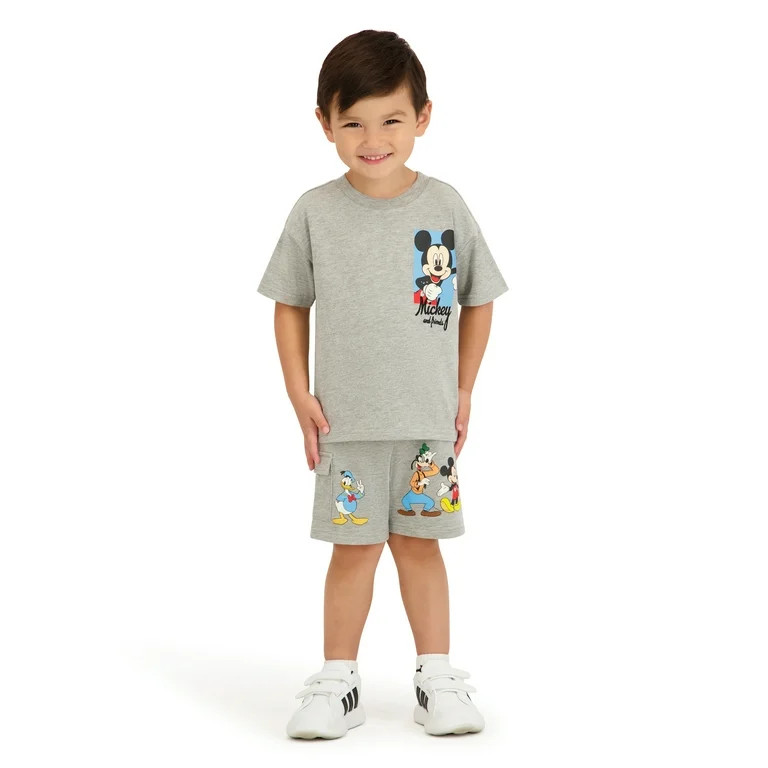 Mickey & Friends Toddler Boy French Terry Short Set, Sizes 12 Months-5T | Walmart (US)