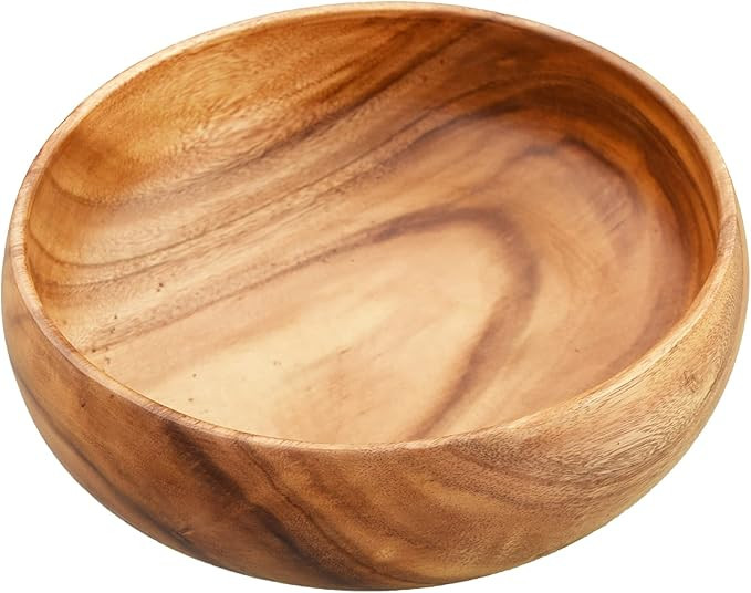 Acaciaware Acacia Wood Round Calabash Salad Bowl, 10-Inch by 3-Inch, Hand Made From One Solid Pie... | Amazon (US)