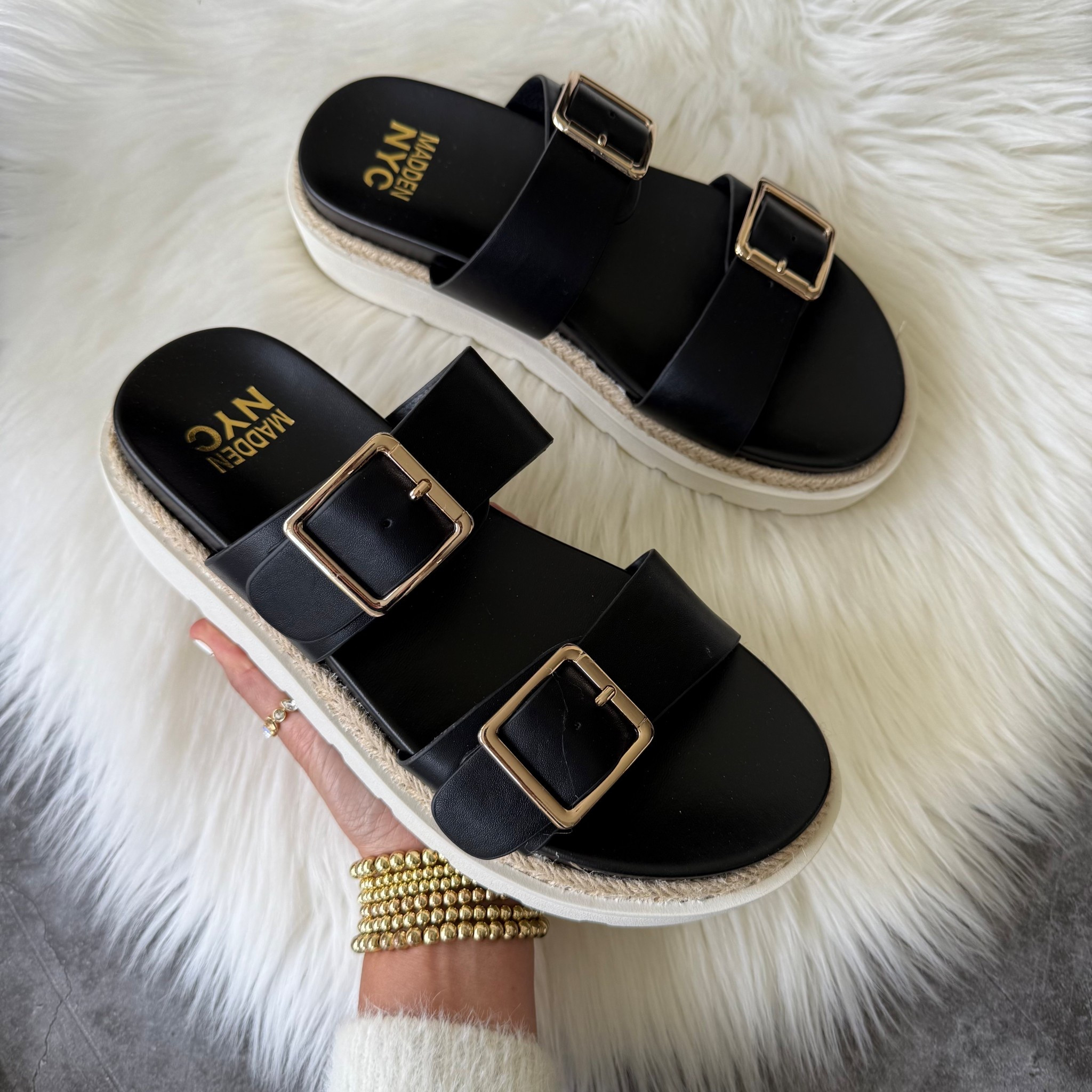 Madden NYC Women’s Flatform Two Strap Sandals $25 size up 1/2 size
