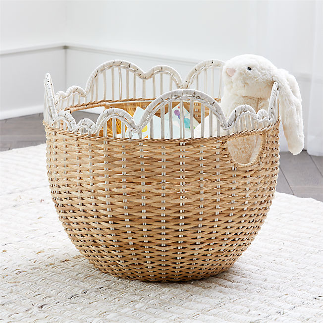 Wicker Cloud Kids Floor Storage Basket + Reviews | Crate & Kids | Crate & Barrel