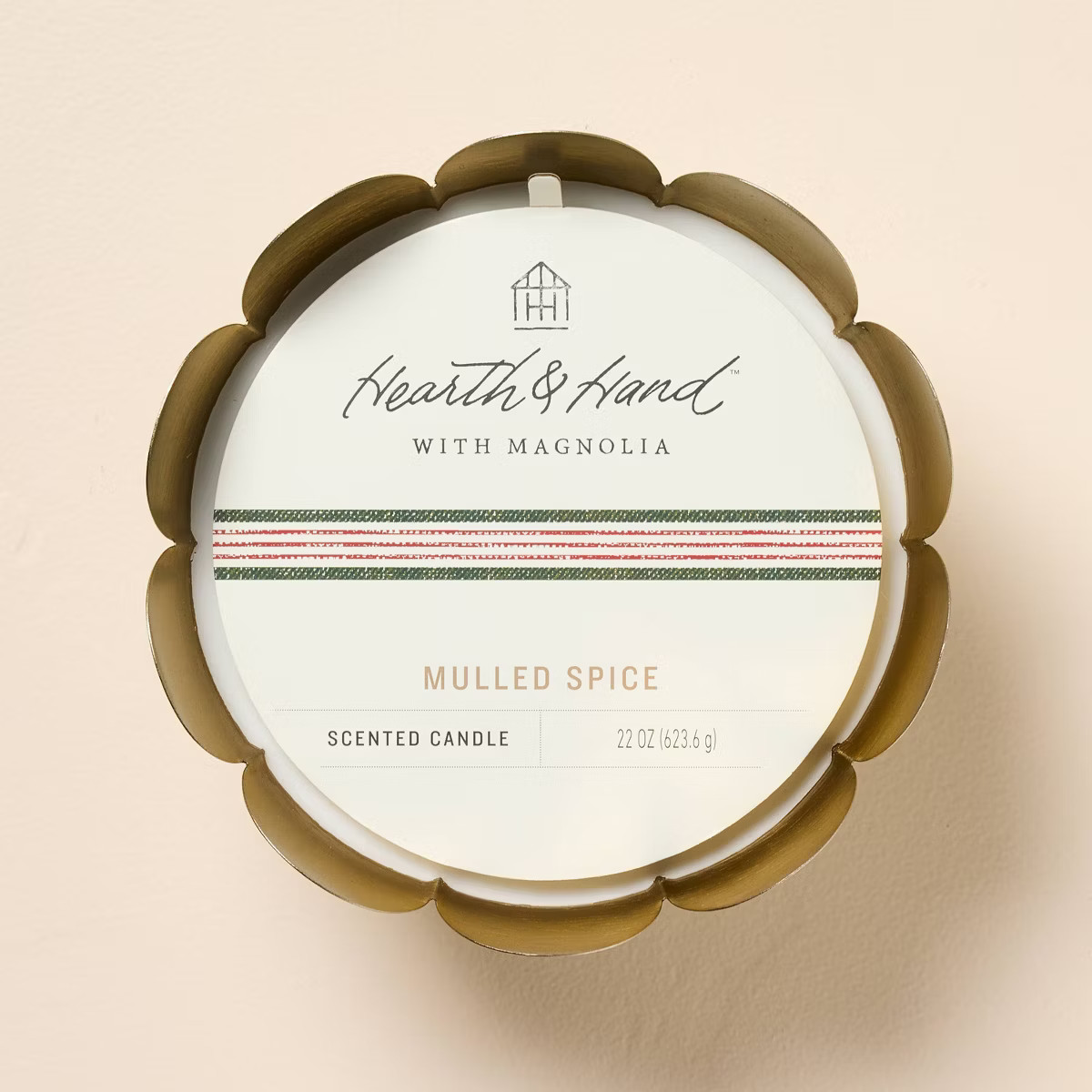 5 Wick Large Scalloped Brass Footed Candle 22oz - Hearth & Hand™ with Magnolia | Target