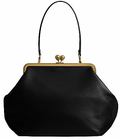 COACH Large Oversized Kisslock Frame Shoulder Clutch Bag - Black | Dillard's