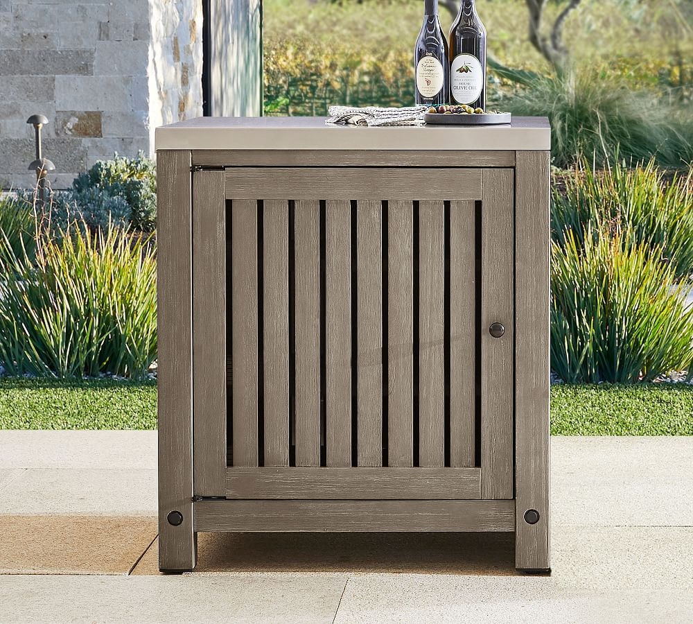 Abbott Outdoor Kitchen Acacia Single-Door Cabinet | Pottery Barn (US)