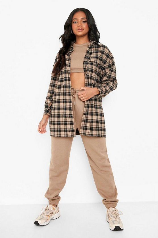 Petite Oversized Flannel Shirt | Boohoo.com (US & CA)