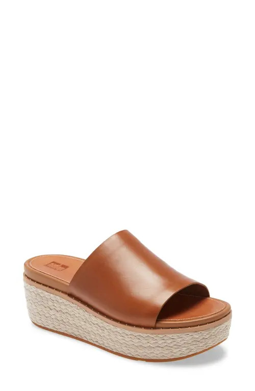 FitFlop Eloise Platform Espadrille Slide in Light Tan Leather at Nordstrom, Size 8 | Nordstrom