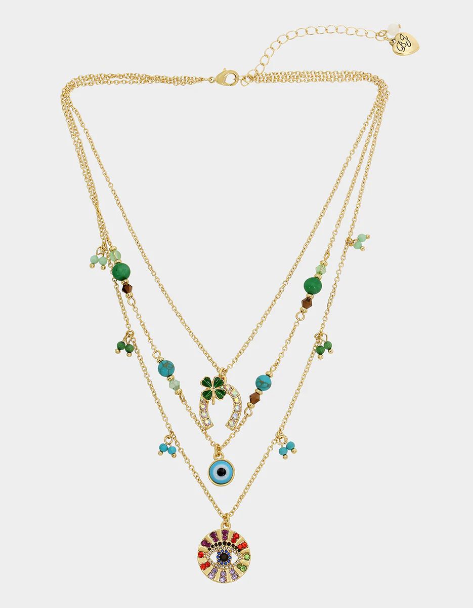 LUCKING OUT CHARM ILLUSION NECKLACE MULTI | Betsey Johnson