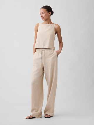 Relaxed Linen-Blend Wide-Leg Pants | Gap Factory