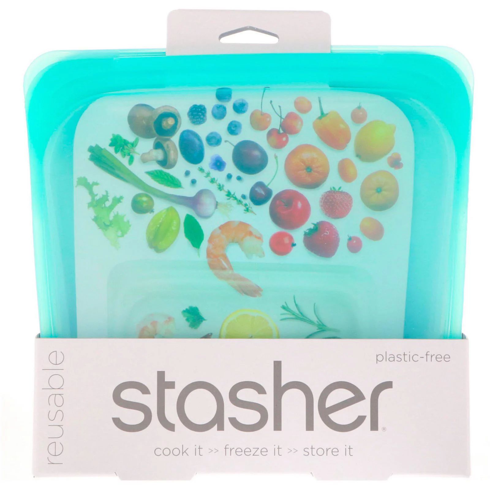stasher reusable silicone food bag, sandwich bag, sous vide bag, storage bag, aqua | Walmart (US)