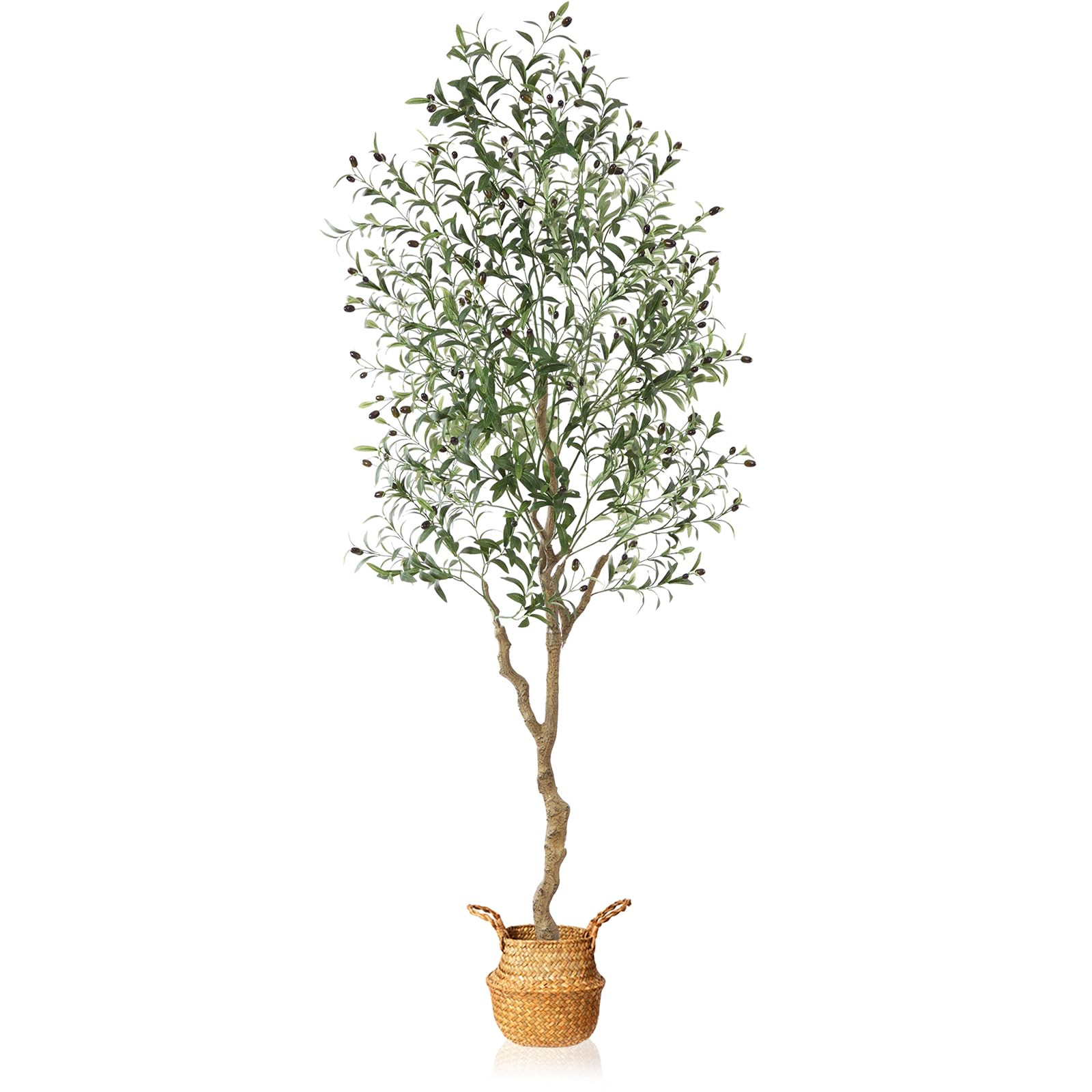 MOSADE Artificial Olive Tree 7 Feet Fake Olive Silk Plant and Handmade Seagrass Basket, Perfect T... | Amazon (US)