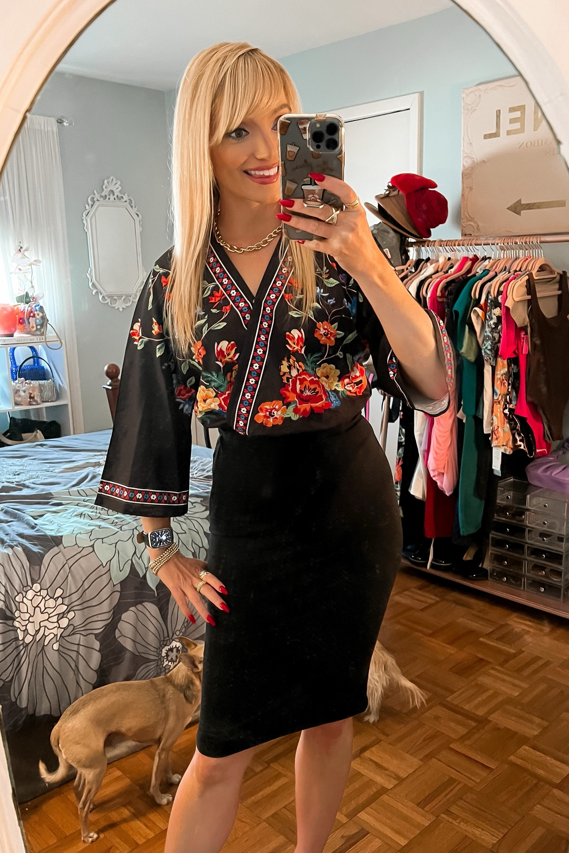 Floral design wrap bodysuit from Amazon. Only $29.99. I am in a small - stretchy pull on pencil skirt - Amazon fashion - Amazon finds - unique top - business casual - work outfit ideas 

#LTKworkwear #LTKSeasonal #LTKunder50
