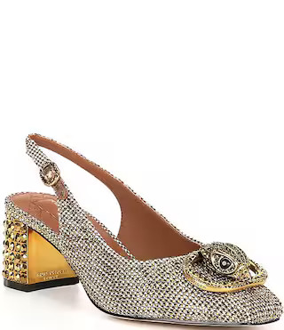 Chelsea Crystal Embellished Houndstooth Logo Ornament Slingback Pumps | Dillard's
