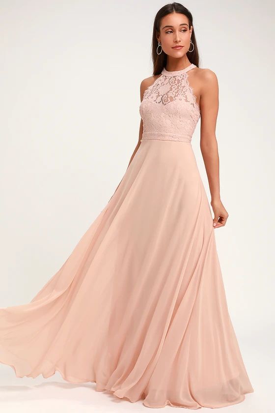 Dance All Evening Blush Pink Lace Maxi Dress | Lulus (US)