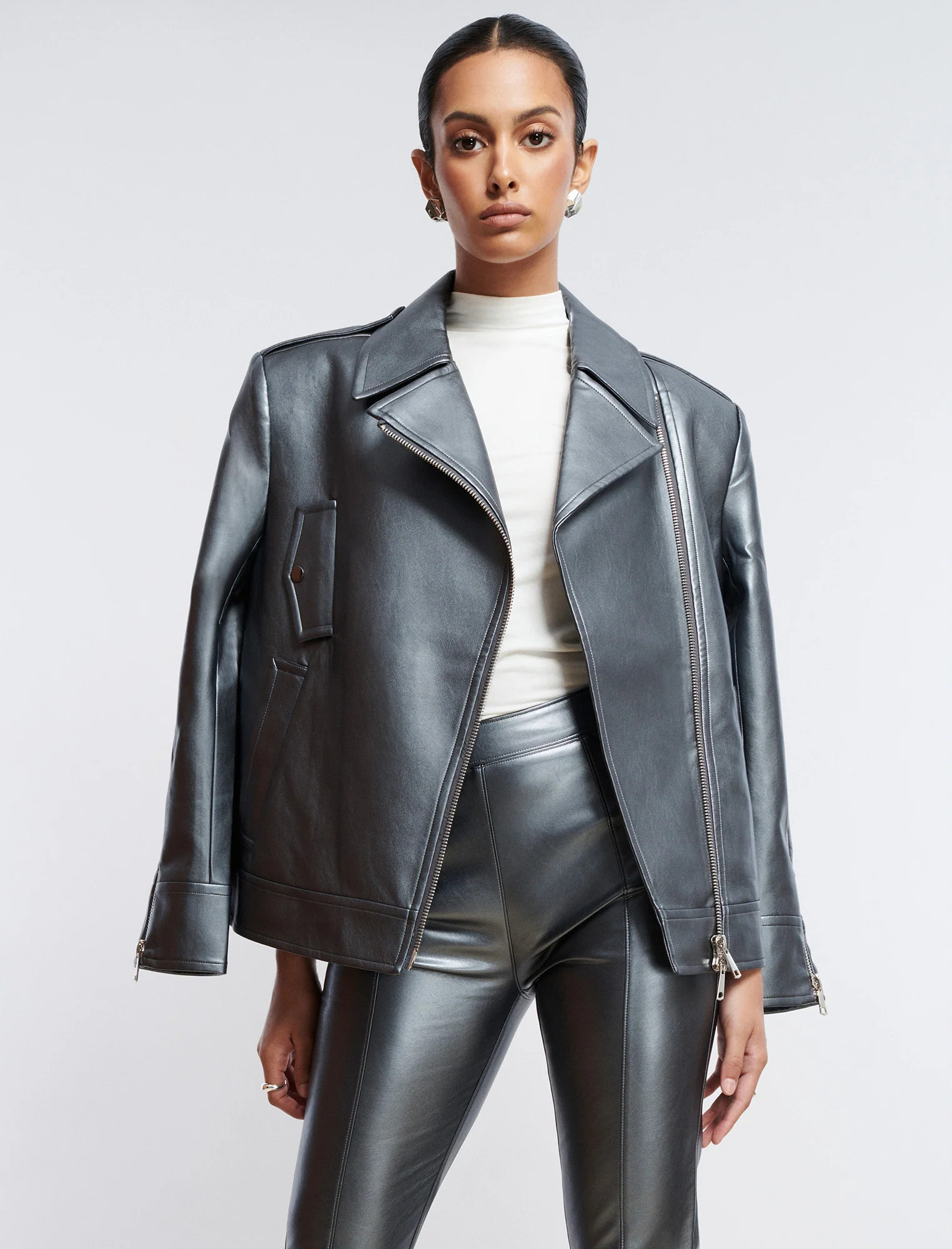 Faux Leather Biker Jacket | Jackets | BCBGMAXAZRIA | BCBG Max Azria 