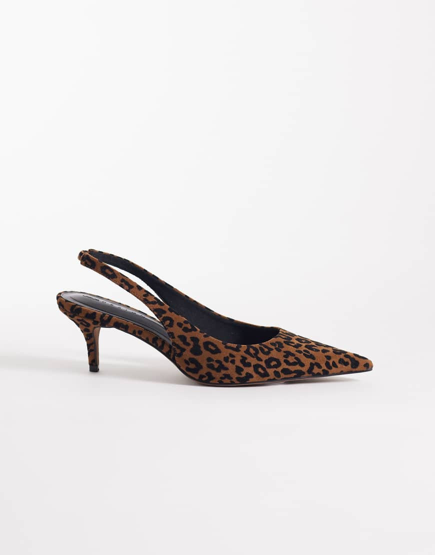ASOS DESIGN Shade slingback kitten heels in leopard suedette-Multi | ASOS (Global)