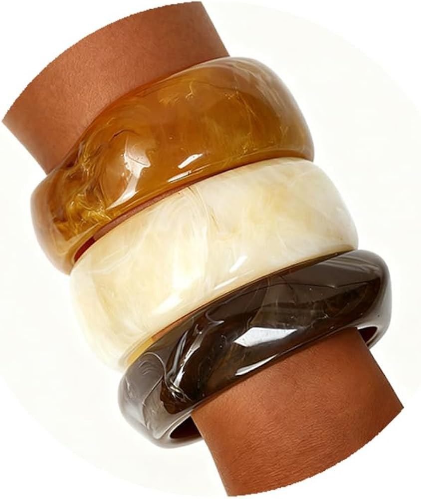 Chunky Acrylic Bangle bracelets Set for Women Colorful Statement Resin Bangles Bracelets Trendy J... | Amazon (US)