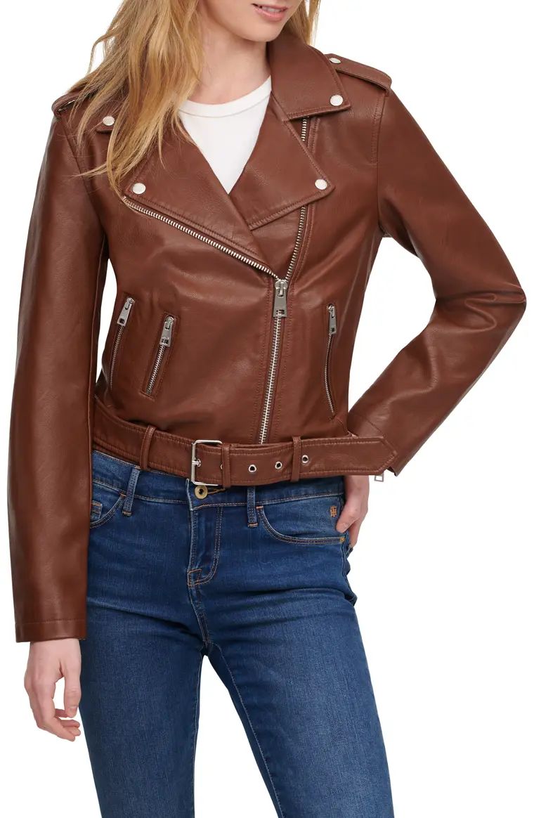 Faux Leather Fashion Belted Moto Jacket | Nordstrom