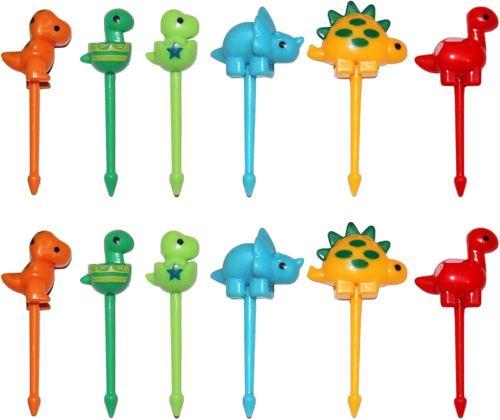 12Pcs Food Picks for Kids, Dinosaur Fruit Food Picks, Fun Kids Food Picks for Bento Box, School L... | Amazon (US)