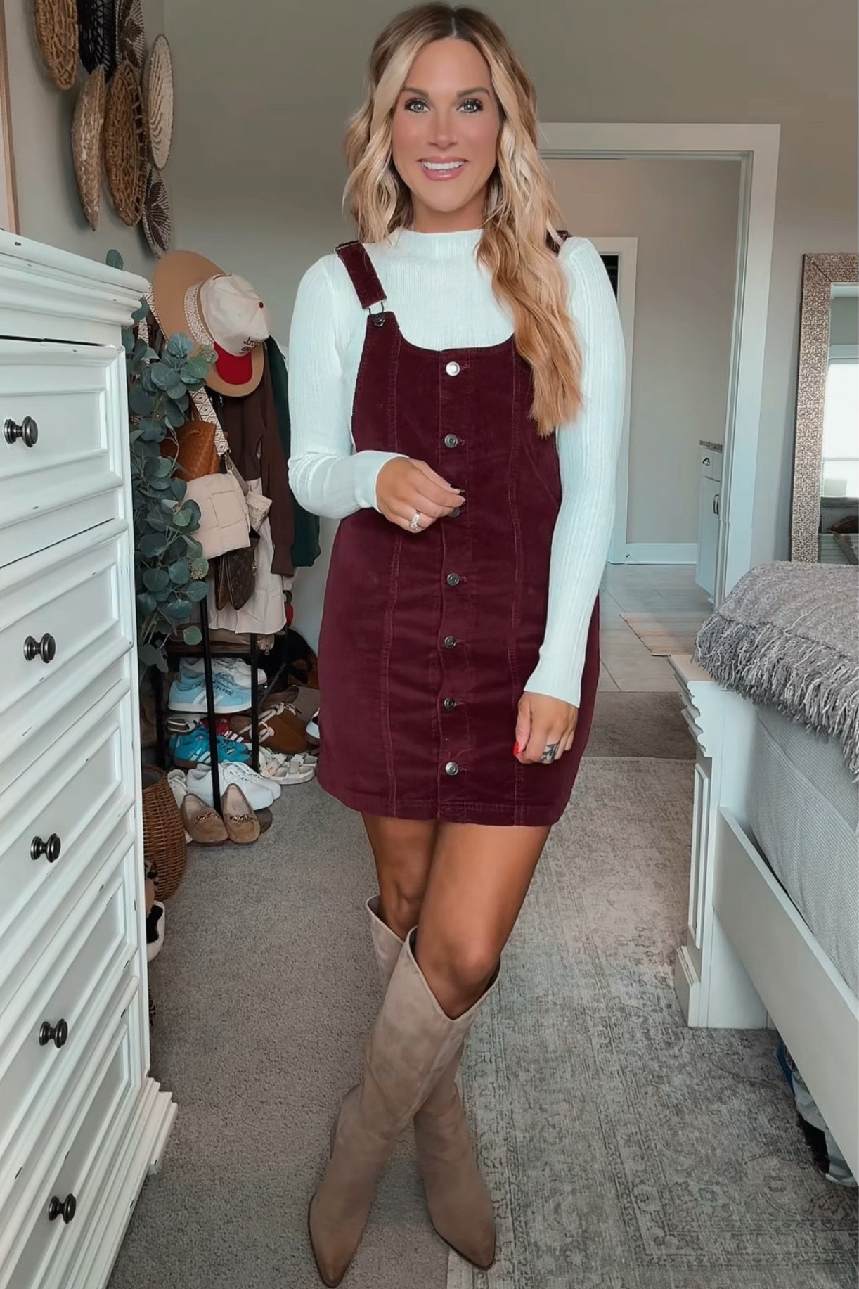 Partnering with Walmart to bring you this trendy yet affordable fall family photo outfit. The corduroy dress is in THE color of the season (port), and I'm laying it with this amazing quality long sleeve white ribbed mockneck top. Both are from the Celebrity Pink brand that I love from Walmart!

#LTKSeasonal #LTKStyleTip