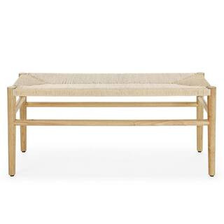 LUCKY ONE Woven Rope Series Natural Bed Bench With Rubber Legs 39.5 in. x 14.5 in. x 17.5 in. LKO... | The Home Depot
