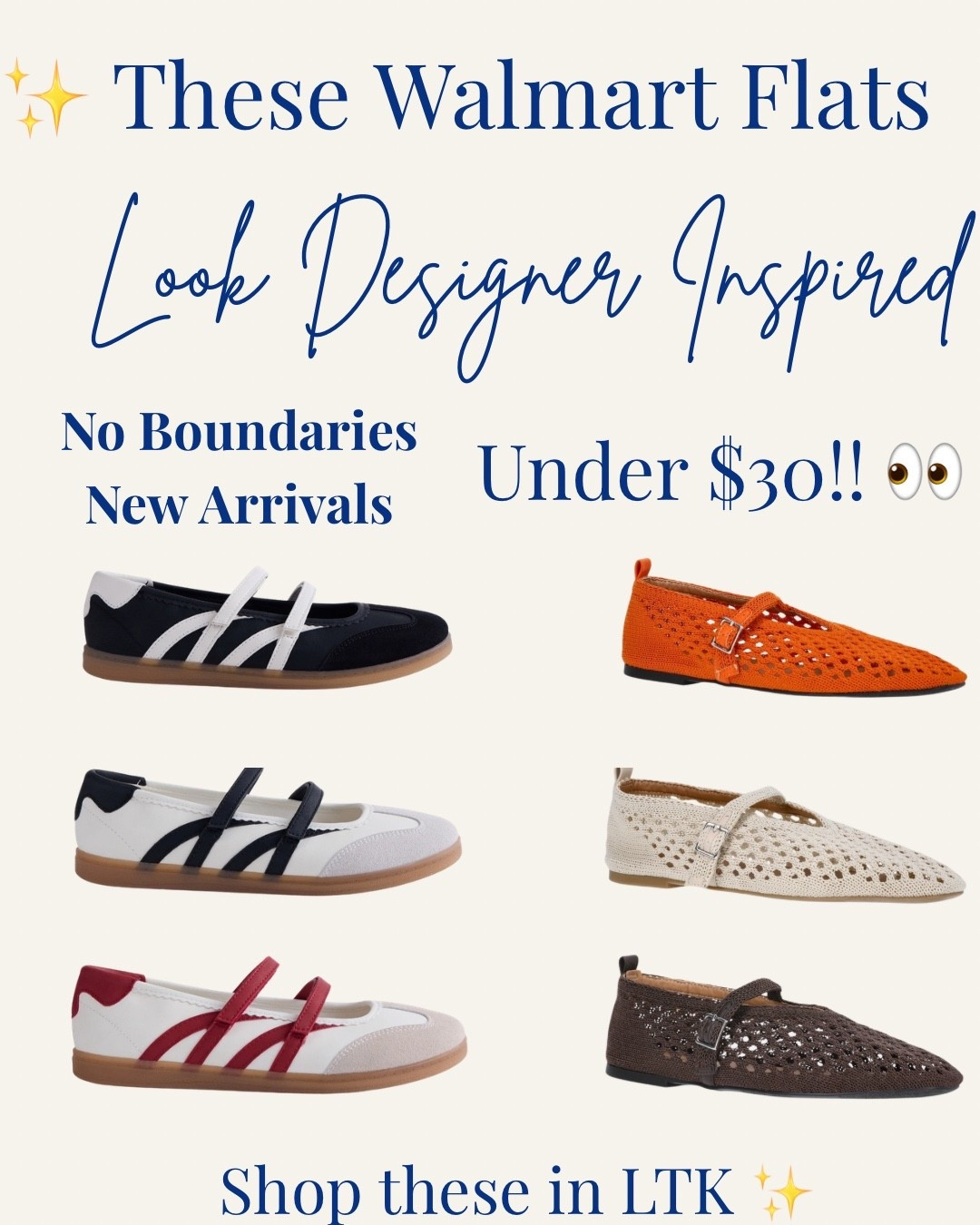 Designer-Inspired Walmart Flats 👡✨

These new No Boundaries flats are some of my favorite Walmart shoe finds lately! Ballet flats, woven Mary Janes, and designer-inspired styles that look far more expensive than they are.

Perfect for summer outfits, vacation looks, casual chic style, and everyday wear.

Follow me for more affordable fashion, shoes and accessories !! 

#WalmartFashion #WalmartShoes #BalletFlats #MaryJaneFlats #AffordableFashion #LTKStyle #FashionOver50 #FashionOver40 #ShopMyLook #walmartcreator

#LTKU #LTKOver40 #LTKmomlife