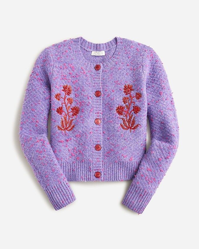 Sequin embroidered cotton bouclé cardigan sweater | J.Crew US