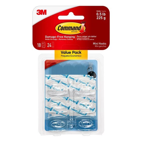 Command Mini Decorative Hooks with Strips Clear | Target