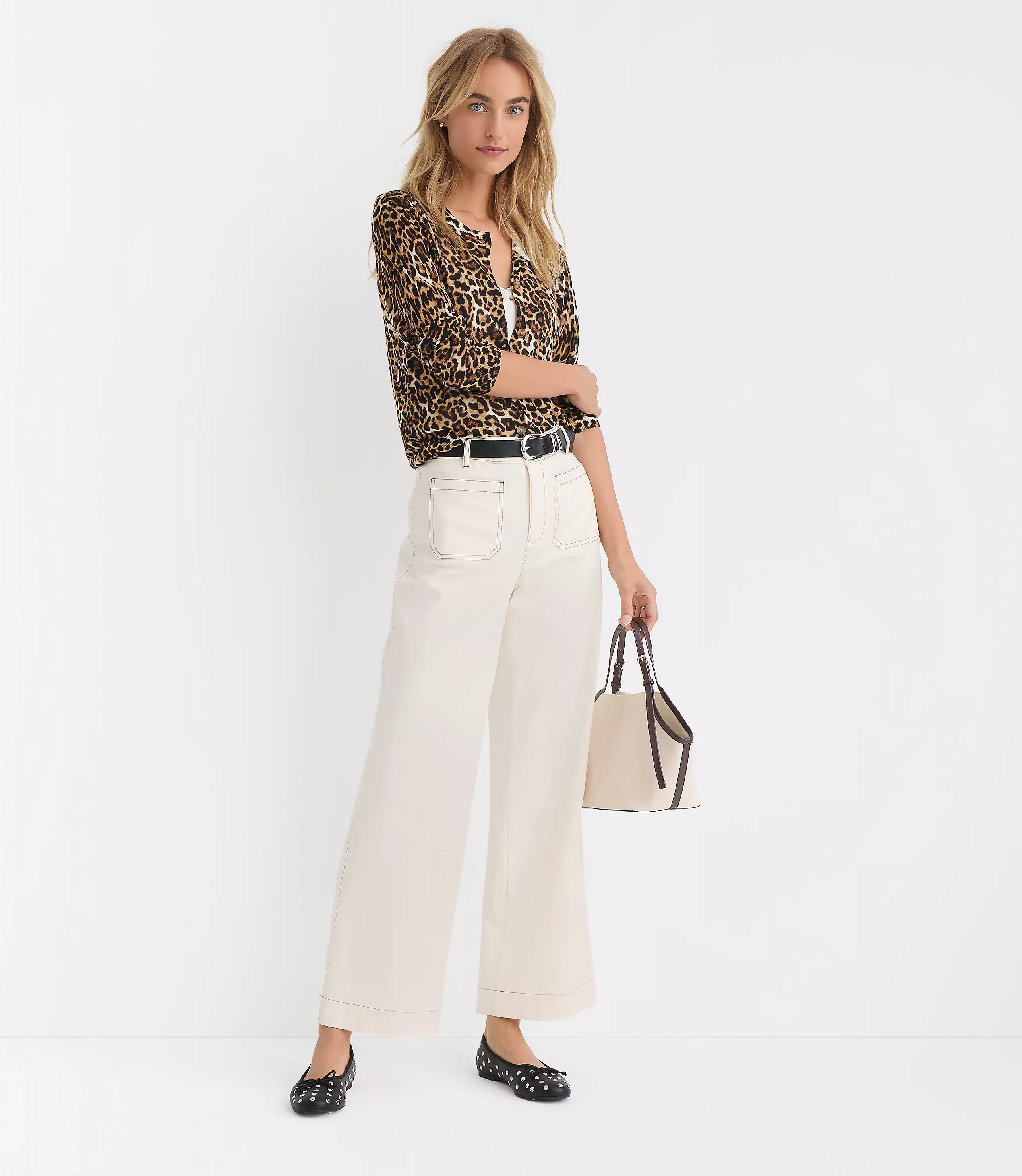 Palmer Wide Leg Pants in Pique | LOFT