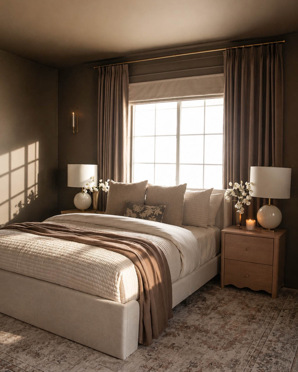 Turning my mom's bedroom into the cozy retreat she deserves has been one of my favorite projects yet. 

Last week we transformed the space with rich brown walls, new furniture, and layered bedding. 

This week was all about the custom details that truly made it feel like her.

The finishing touch? Custom @twopagescurtains curtains & motorized roman shades! 

Here’s exactly what I ordered:
Motorized Cordless Roman Shade | Color: Seedpearl | Blackout Liner
Liz Linen Drape Pleated | Color: Oak Dim Gray | Memory Shaped Pinch Pleat | Blackout Liner 

The difference the right window treatments make is incredible. They blend seamlessly into the walls, make the ceilings feel taller, and instantly give the room that custom, designer look. 
I also chose a blackout liner since my mom works the night shift, so she can finally get the quality sleep she deserves.

Watching her reaction made every second of this project worth it.
She told me she's never slept better, and knowing I was able to create a cozy retreat just for her means everything to me. 

Which detail is your favorite—the gallery wall, the curtains, or the cozy color-drenched walls?

Comment WINDOW & I’ll send you a link!
.
.
.
#BedroomMakeover #BedroomReveal #BedroomDesign #CozyBedroom #NeutralHome #InteriorDesign #HomeDecor #GalleryWall #WindowTreatments #RomanShades #LinenCurtains #ColorDrenching #BedroomInspiration #HomeRenovation #TwoPagesCurtains
bedroom makeover, bedroom reveal, cozy bedroom ideas, gallery wall inspiration, custom window treatments, motorized Roman shades, triple pleat linen curtains, color drenching, neutral bedroom, boutique hotel bedroom, home renovation, interior design inspiration

#LTKHome