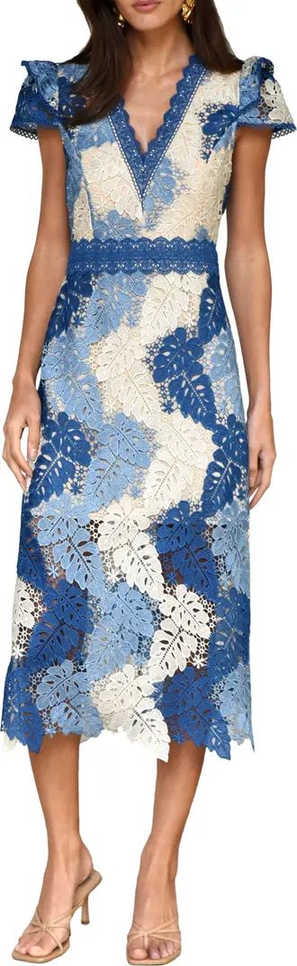 Adeline Palm Lace Midi Dress | Nordstrom