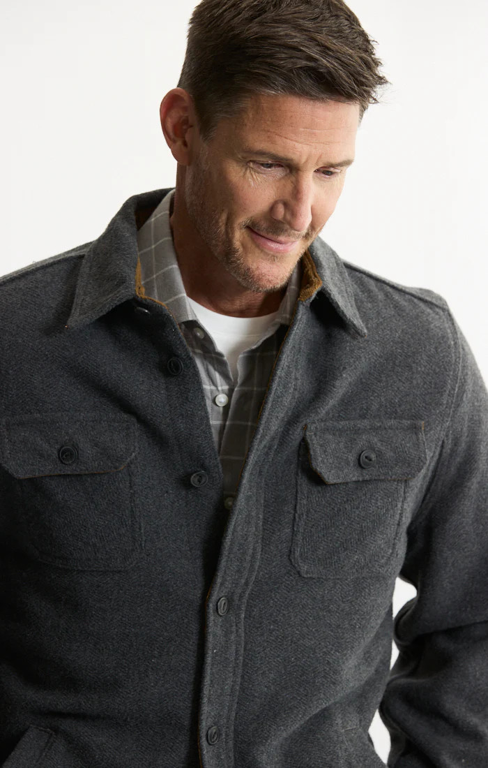 Thermal Lined Wool Blend Shirt Jacket | JACHS NY