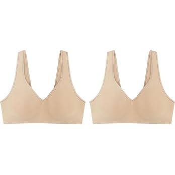 Hanes Women's Wireless Bra, Smooth Comfort Full-Coverage T-Shirt Bra for Women, Single Or 2-Pack | Amazon (US)