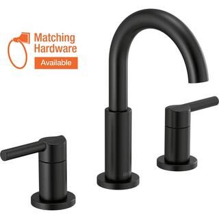 Delta Nicoli J-Spout 8 in. Widespread 2-Handle Bathroom Faucet in Matte Black 35749LF-BL - The Ho... | The Home Depot