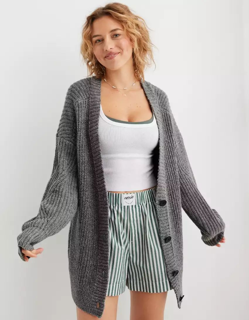 Aerie Wide Rib Oversized Cardigan | Aerie