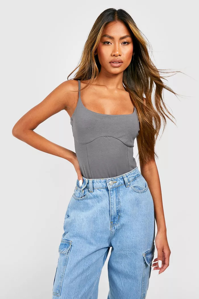 Strappy Corset Detail Bodysuit | Boohoo.com (UK & IE)