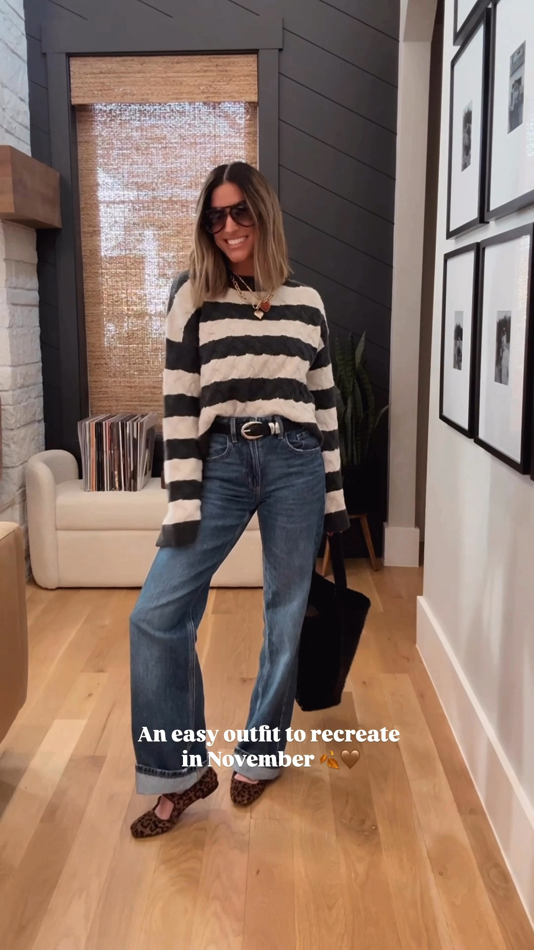 An easy outfit to recreate in November! 🤎🍂 wearing a small in this sweater for a loose fit. 

#LTKFindsUnder100 #LTKFindsUnder50 #LTKStyleTip