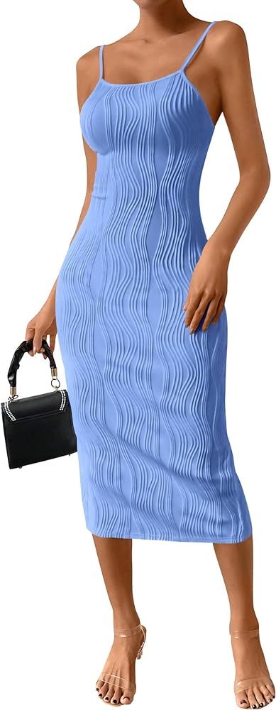 Pretty Garden Womens 2024 Summer Spaghetti Strap Sleeveless Knit Tight Fitted Dresses | Amazon (US)