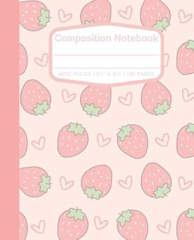 Light Pink Composition Notebook for School: Cute Strawberry Notebook Lined Paper Wide Ruled For T... | Amazon (US)