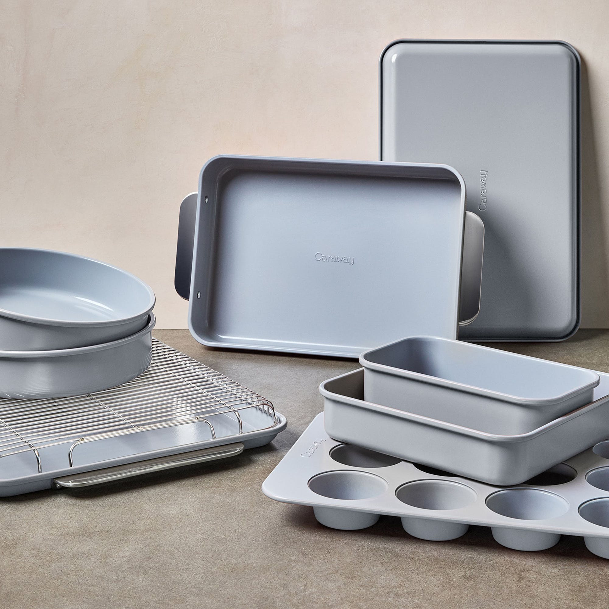 11 Piece Bakeware Set In Gray | Non-Stick, Non-Toxic, Easy To Clean, Scratch Resistant Ceramic Bakeware | Oven Safe & Durable | Caraway | Caraway