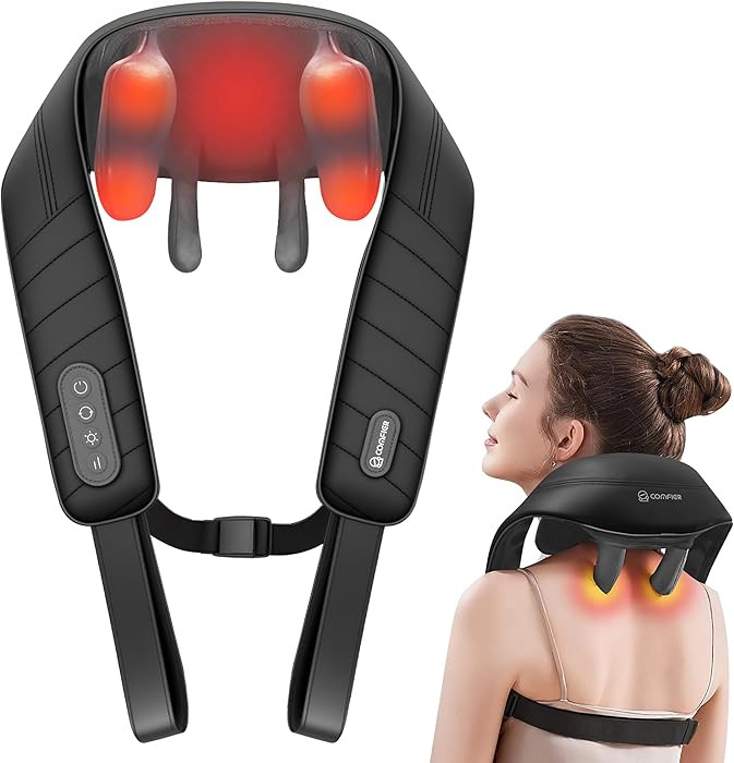 COMFIER Cordless Neck Massager with Heat, 4D Kneading Shiatsu Neck and Shoulder Massager Deep Tis... | Amazon (US)