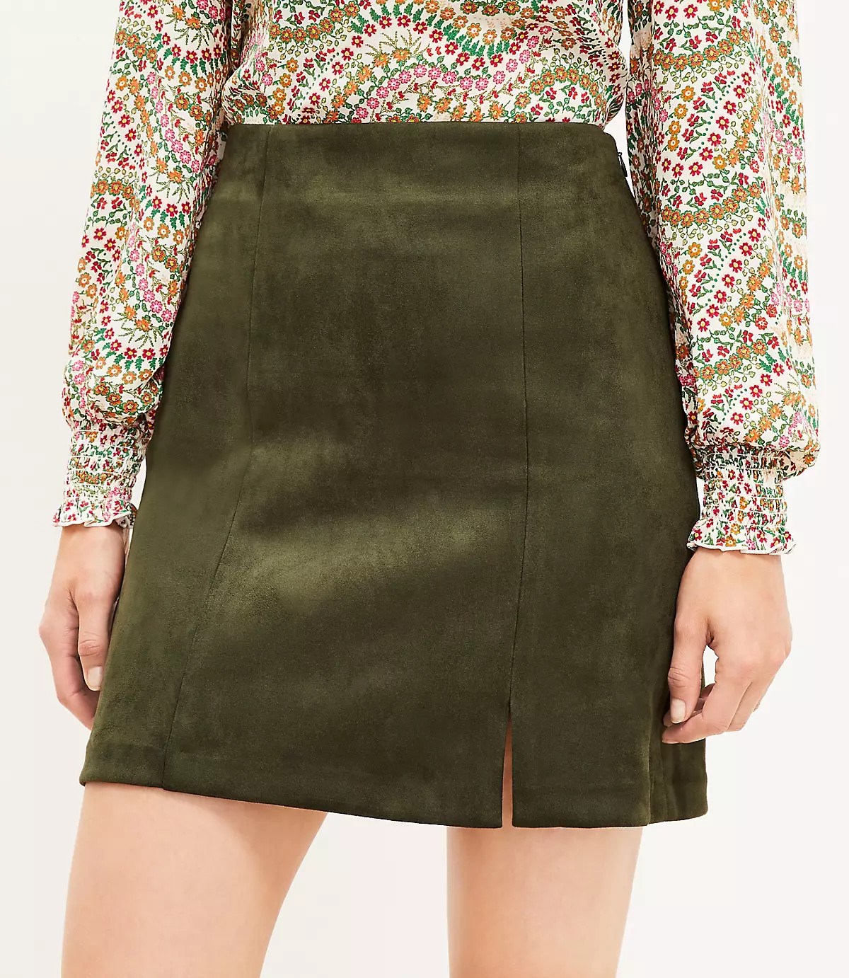 Seamed Faux Suede Skirt | LOFT