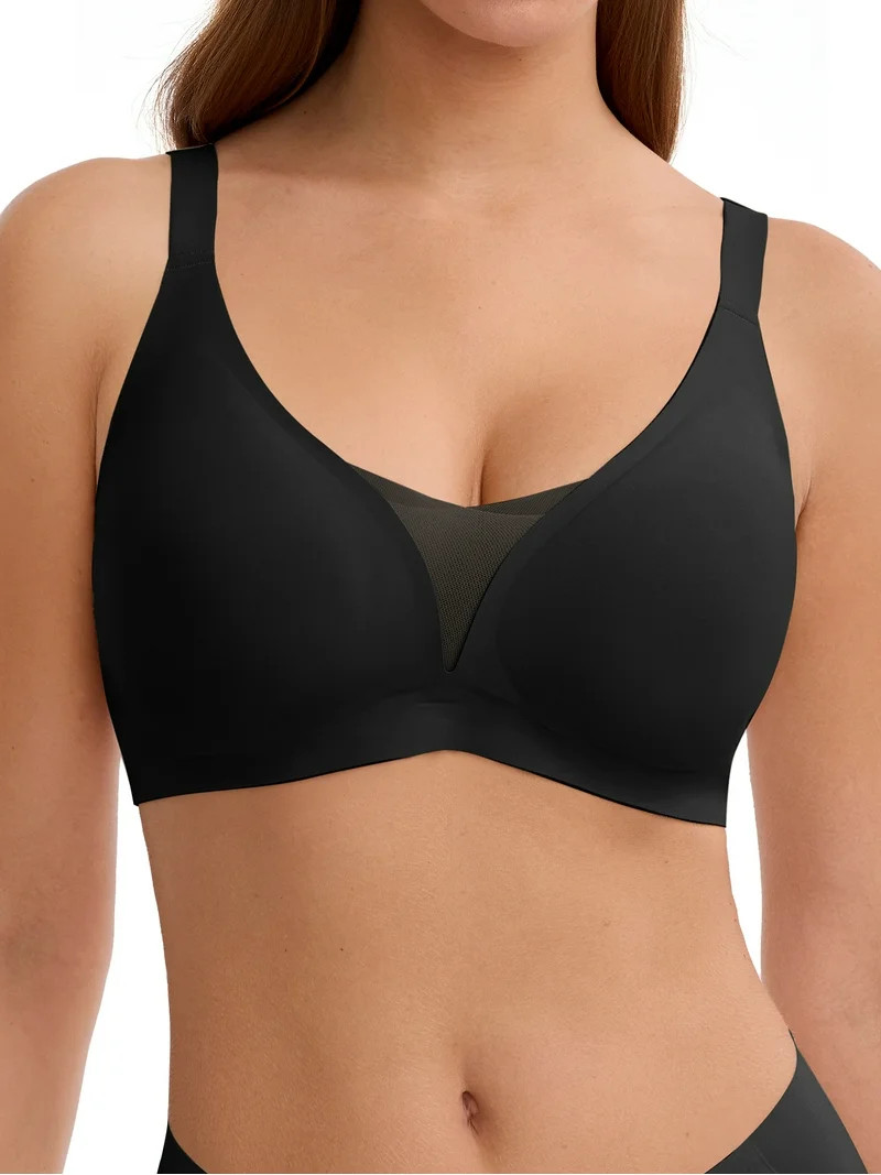 LUCKMEEY Deep V Seamless Bras for Women Cross-Back Straps Full Coverage Soft Wireless Bra | Walmart (US)